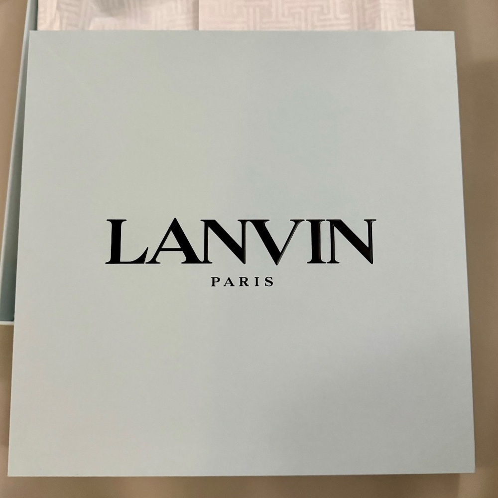Brand New Empty Lanvin Pale Blue Thin Box, tissue/blue sticker 10" x 10" x 1.25"